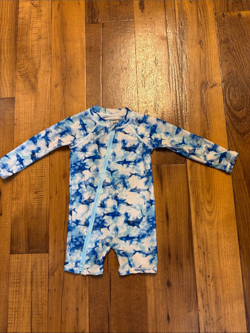 Toddler Long Sleeve Shark Print Rash Guard Swim Suit 12 Months